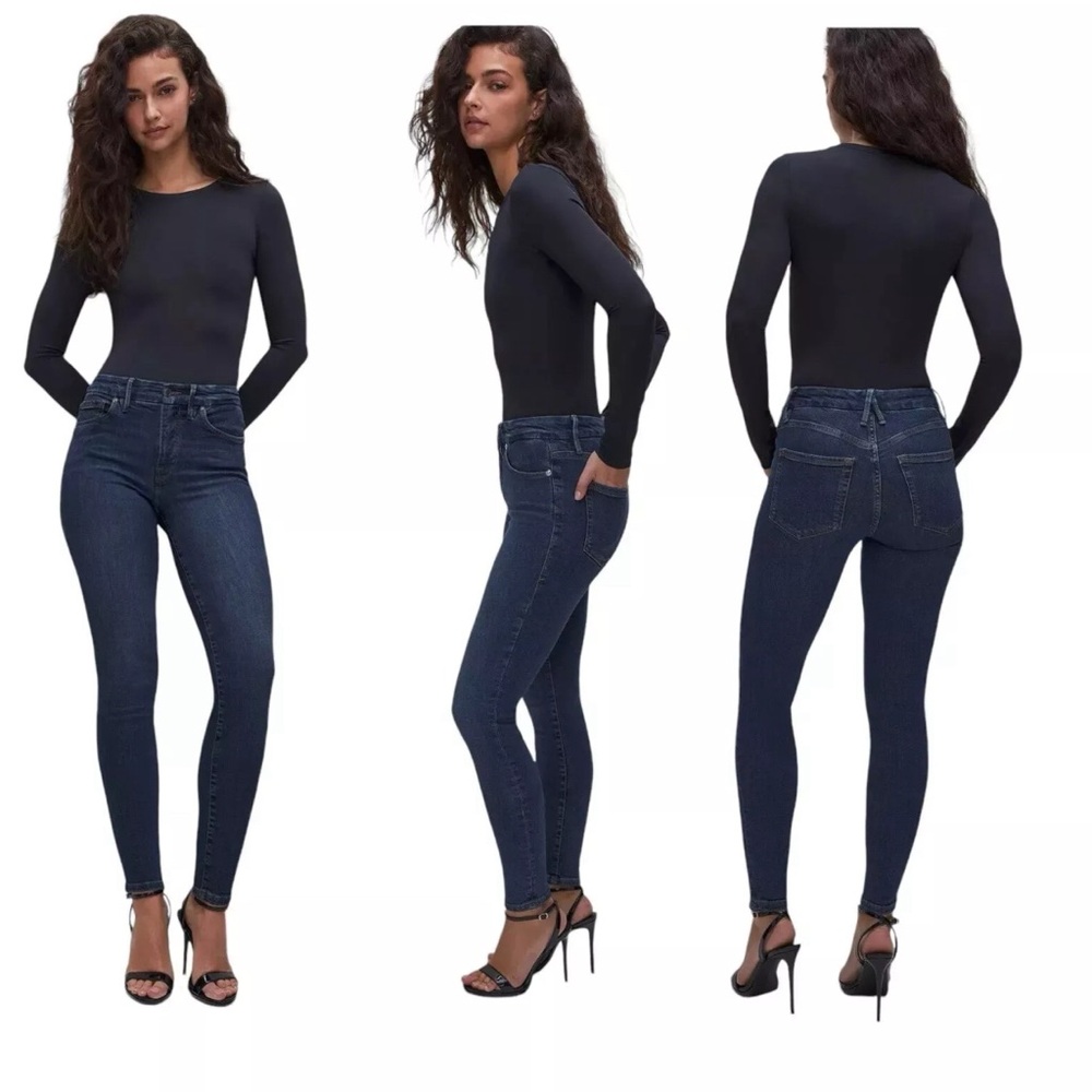 Good American High Rise Skinny Jeans in Dark Indigo